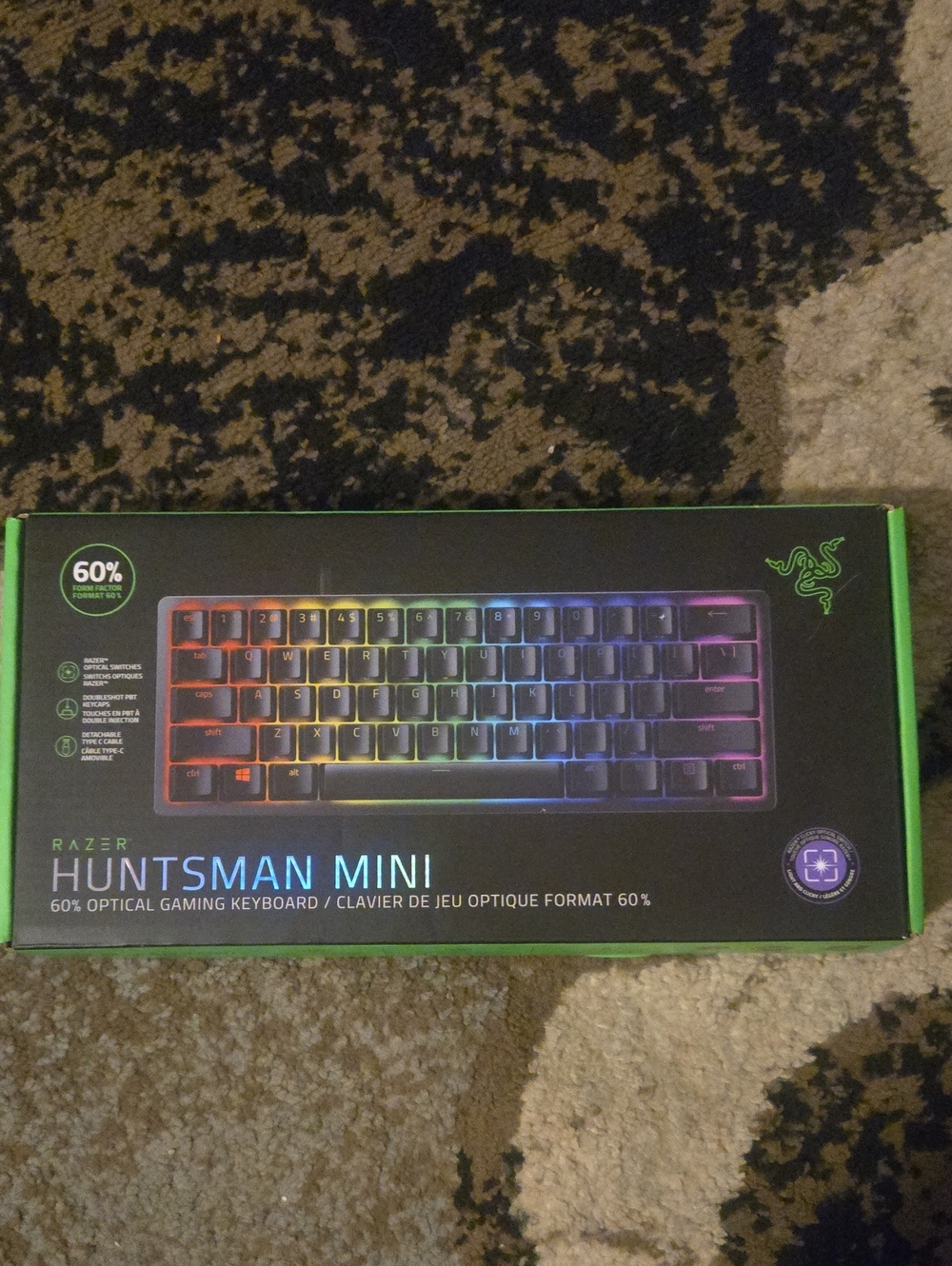 Razer Huntsman Mini 60% RGB Gaming Keyboard - Black with Rainbow Backlight